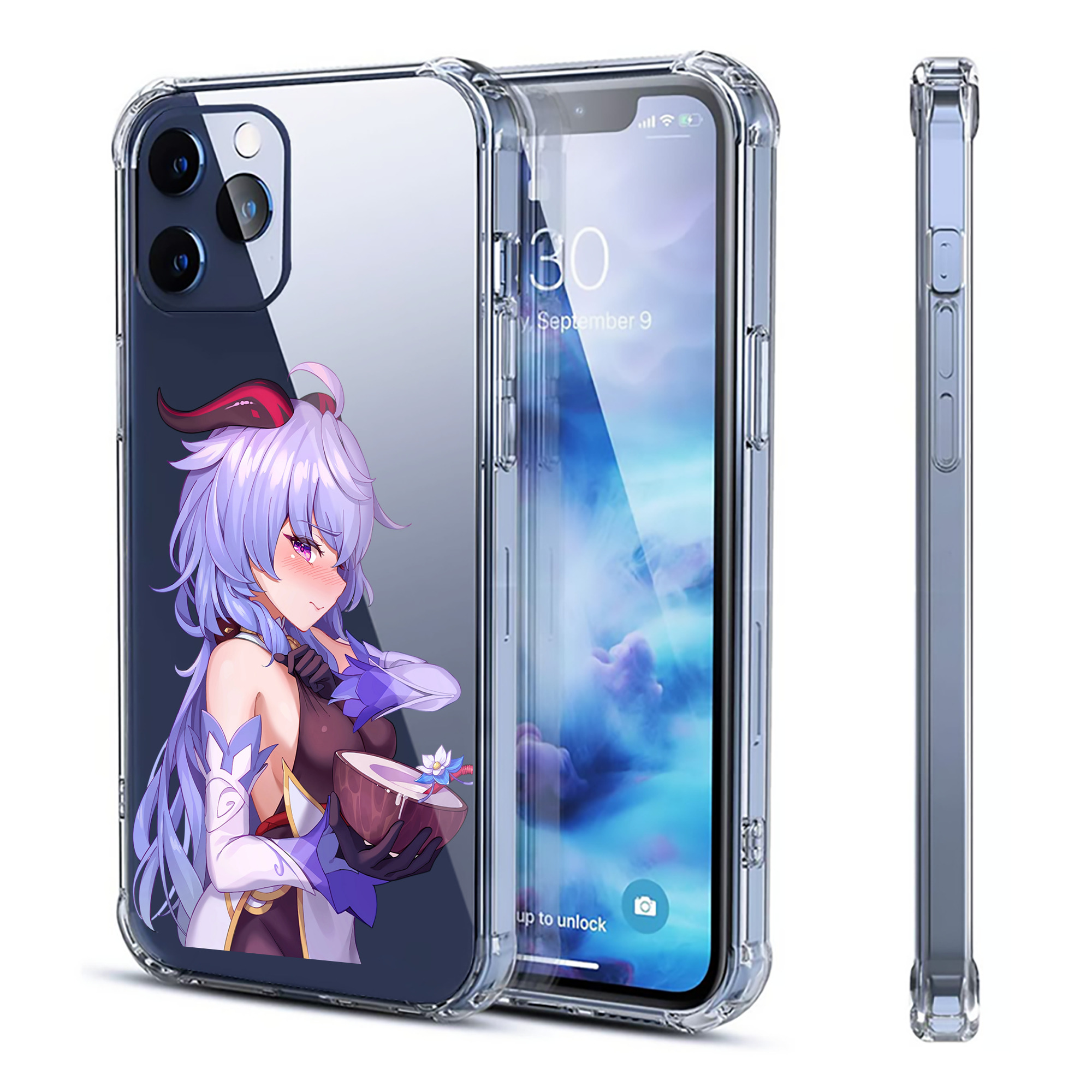 げんし神 甘雨 かんう genshin Ganyu 【iPhone 12シリーズ対応】透明スマホケース（クリアソフトケース）